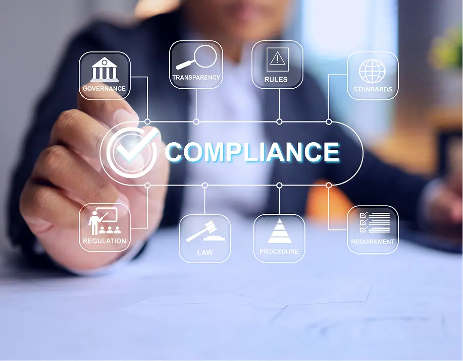 Compliance concept with digital interface icons