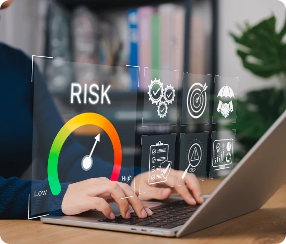 Person analyzing risk indicators