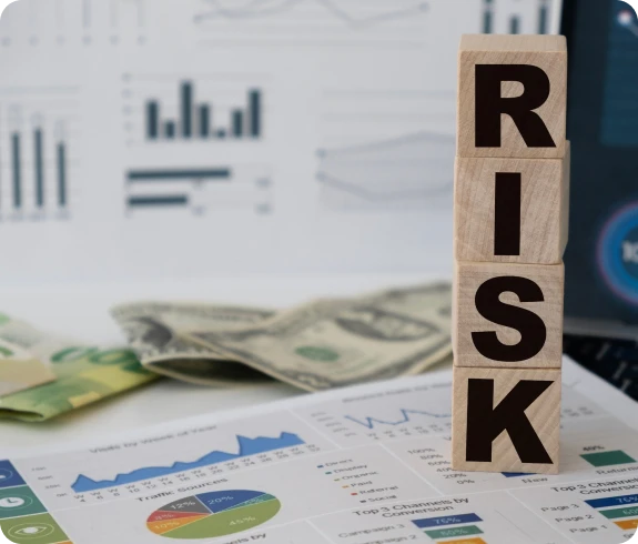 Financial analysis with risk blocks and graphs