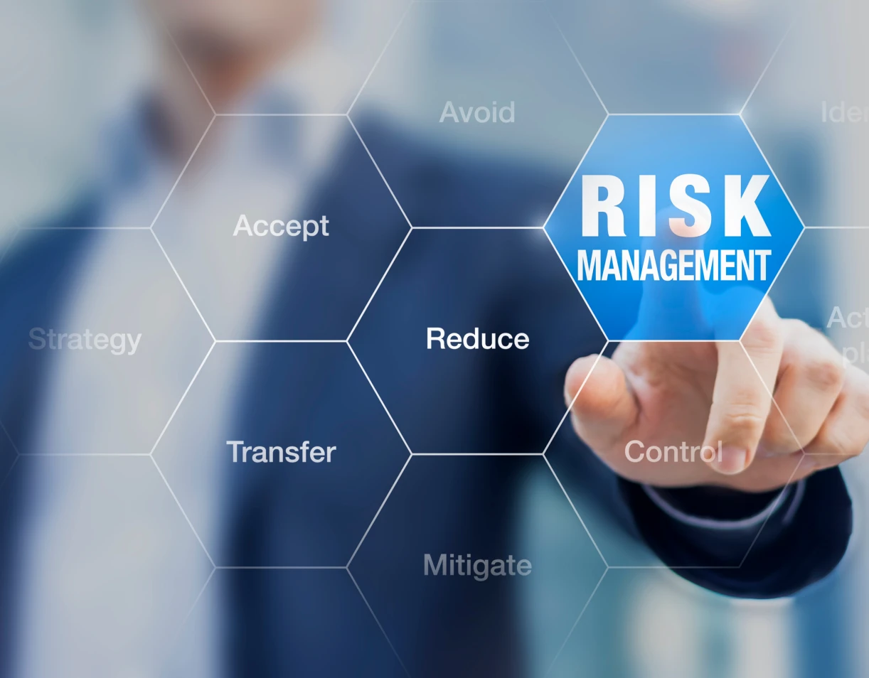Businessman selecting risk management options